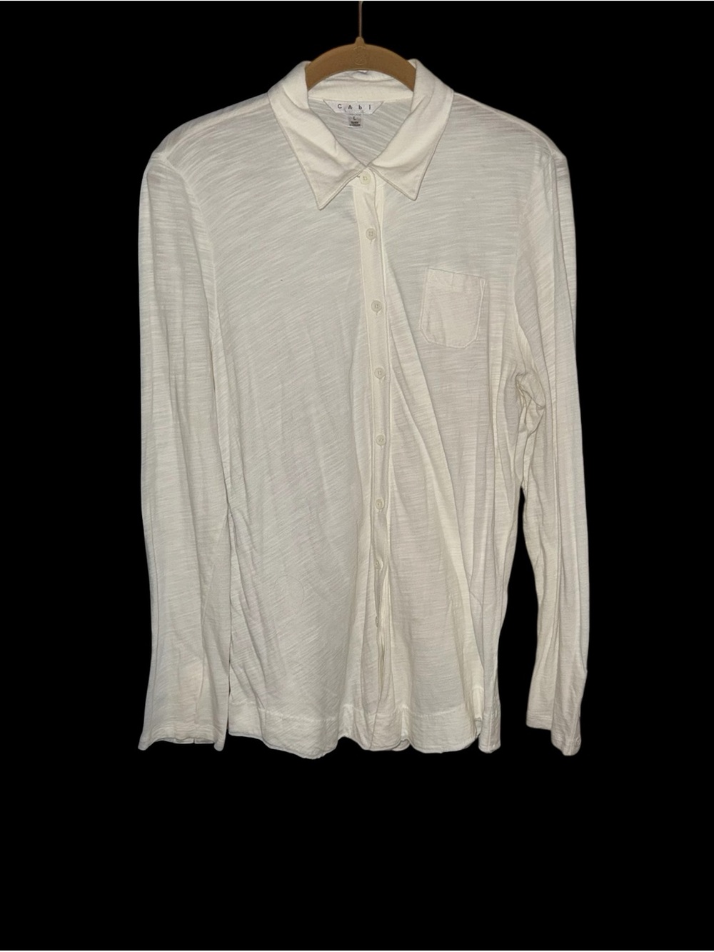 CAbi Casual Lightweight White Long-Sleeve Button-Up Shirt